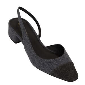 Veronica Beard Womens Cecile Denim Cap Toe Slingback Heel US 8 M Blue Black NWOB